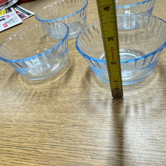 Vintage Colorex Brazil Light Blue Glass Custard Dessert Cups Bowls Set Of 4 HLBN - Picture 4 of 4